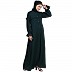 Front open classic frill abaya- Bottle Green